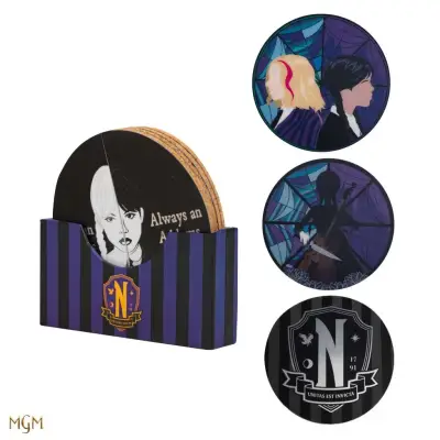 Figurine Mercredi wednesday coasters set (4)